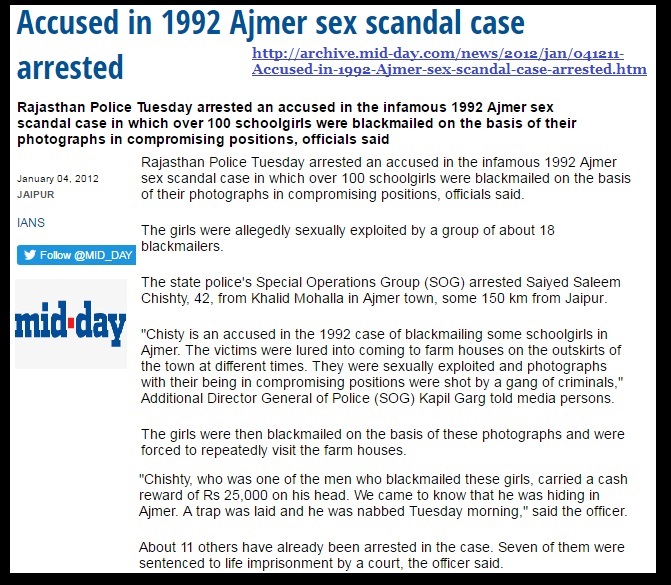 Accused 1992 Ajmer sex scandal case arrested - Midday 2012